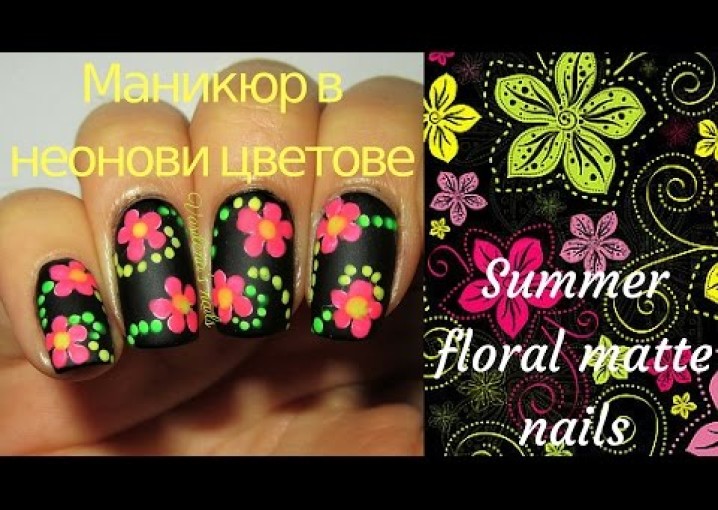 Летен маникюр в неонови цветове// Neon summer nail art