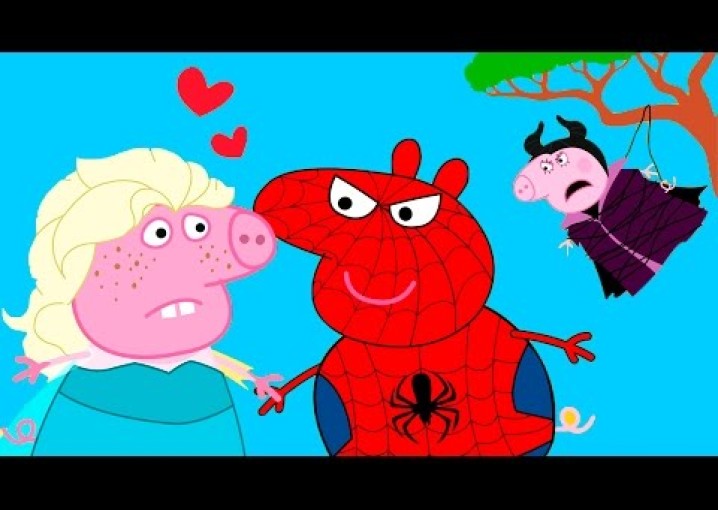 Пеппа Фрозен делает макияж для свидания с Человеком Пауком - Свинка Пеппа мультик Холодное Сердце
