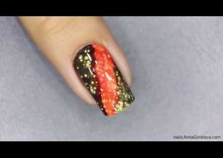 Exotic red and black nail design / Экзотический красно-чёрный маникюр