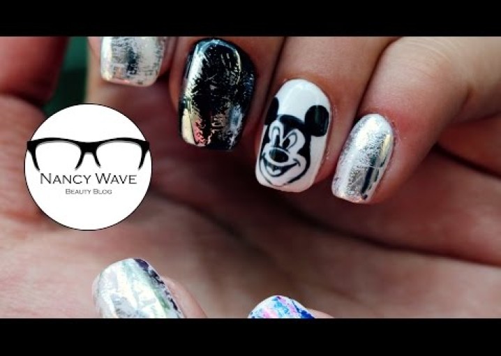Маникюр с фольгой | Микки Маус на ногтях | Mickey Mouse on nails | Nancy Wave
