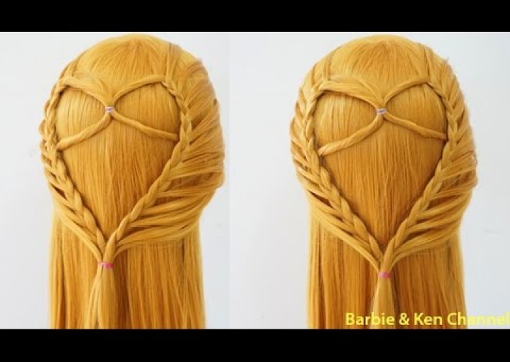 Техника плетения кос #19 - Прическа сердце из волос. Очень легкая прическа в школу