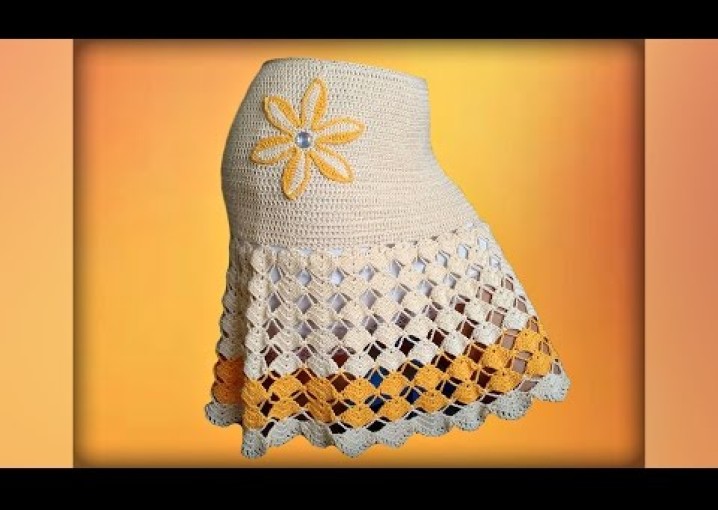 Юбка, вязание крючком для начинающих. Crochet  fashion skirt.
