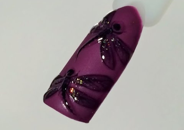 Матовый дизайн ногтей СТРЕКОЗЫ летний маникюр olesyagesnails