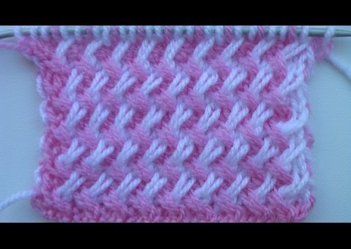 вязание спицами, Узор - двухцветный из наклонных петель