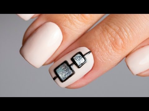 Бежевый маникюр. Дизайн ногтей гель-лак геометрия, жидкие камни. Видео уроки дизайна ногтей