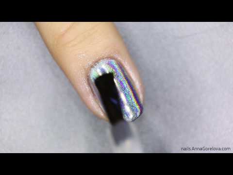 Rainbow holographic nails with Dance Legend pigment / Радужный голографический маникюр